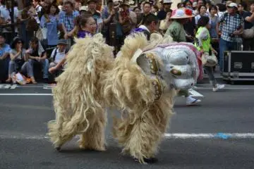 Eisa dance troupe in traditional costume